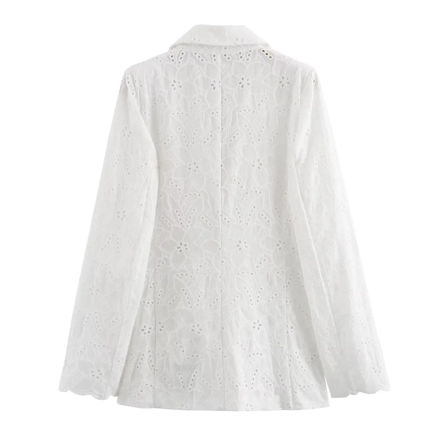 2025 الصيف الأبيض القطن الدانتيل السترة السراويل دعوى مجموعة العيينة التطريز زر صدفي هيم ملابس عصرية