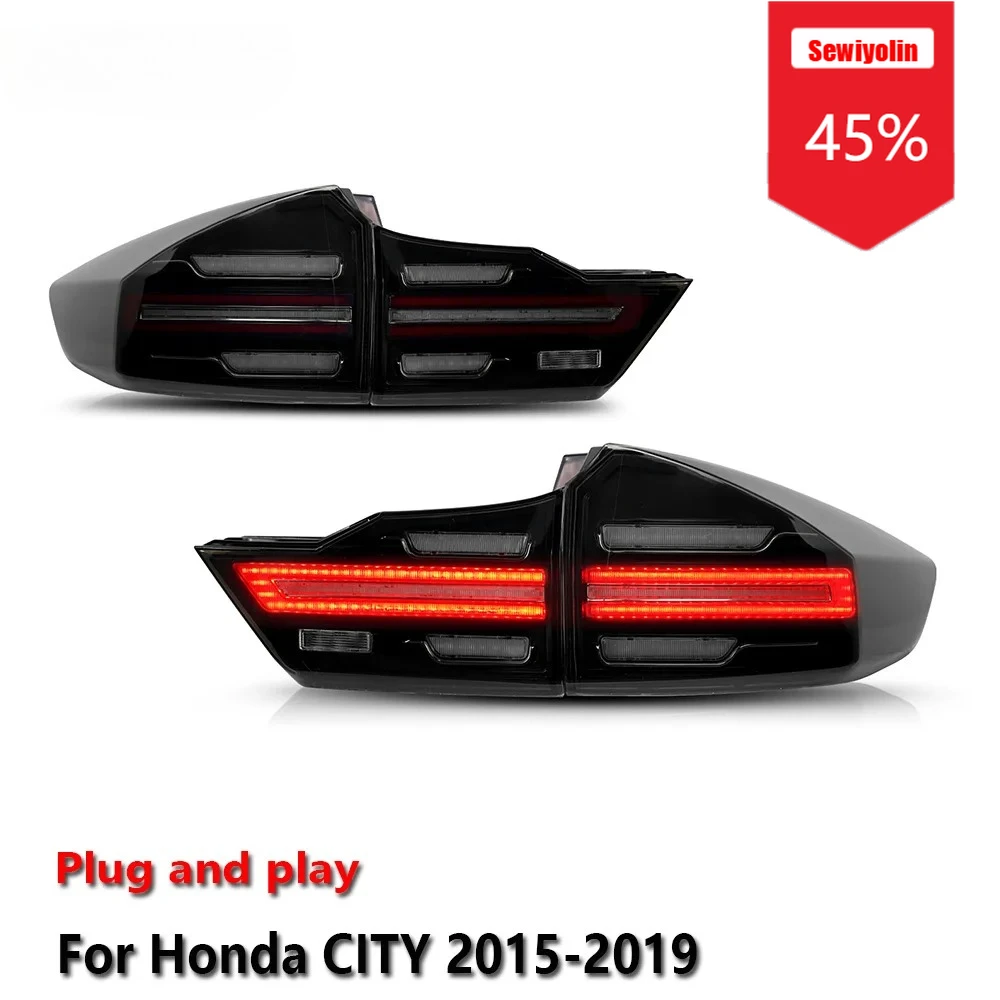 

Sewiyolin автомобильные светодиодные задние фонари в сборе для HONDA CITY 2015-2019, авто противотуманные DRL, стоп-сигнал, указатель поворота, Plug and Play