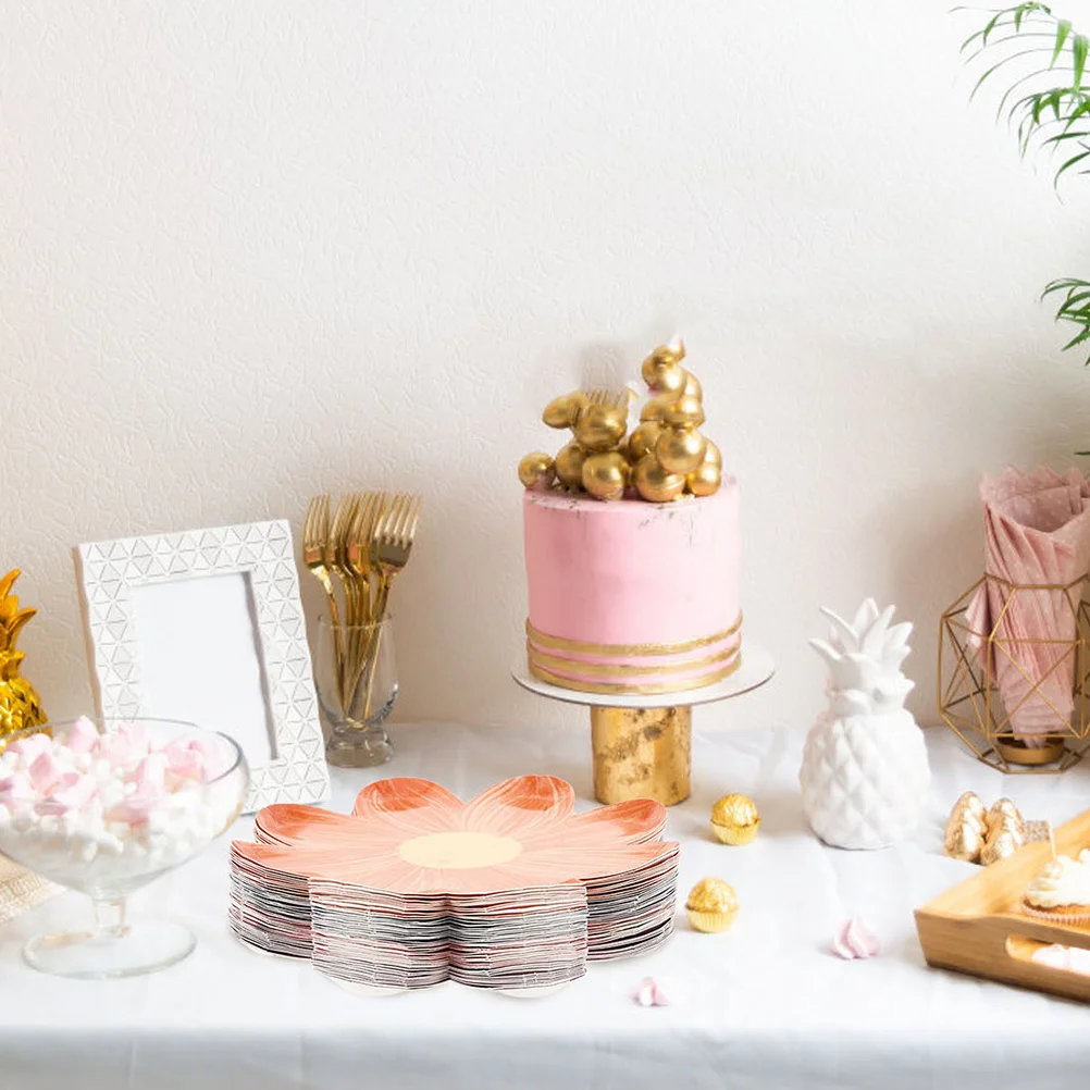 

60Pcs Floral Paper Plates Disposable Flower Shape Party Tableware Birthday Picnic Outdoor Dinner Plates Flowers Party Tablewares