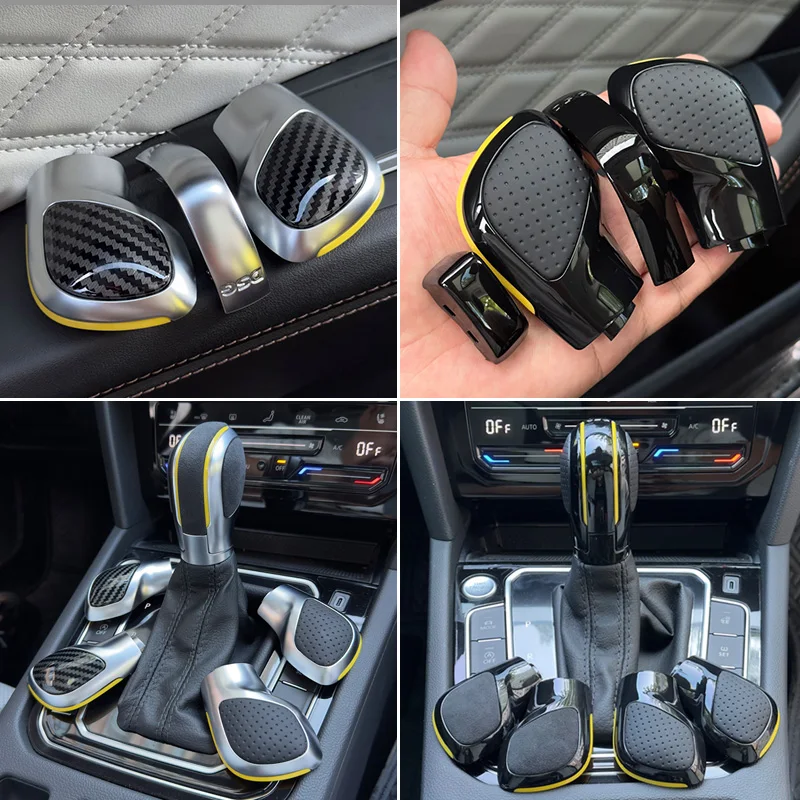 Chrom Matt mit Wildleder-Schaltknauf-Seitenabdeckung DSG-Emblem für VW Golf 6 7 R GTI Passat B7 B8 CC R20 Jetta MK6 GLI – Detail 6