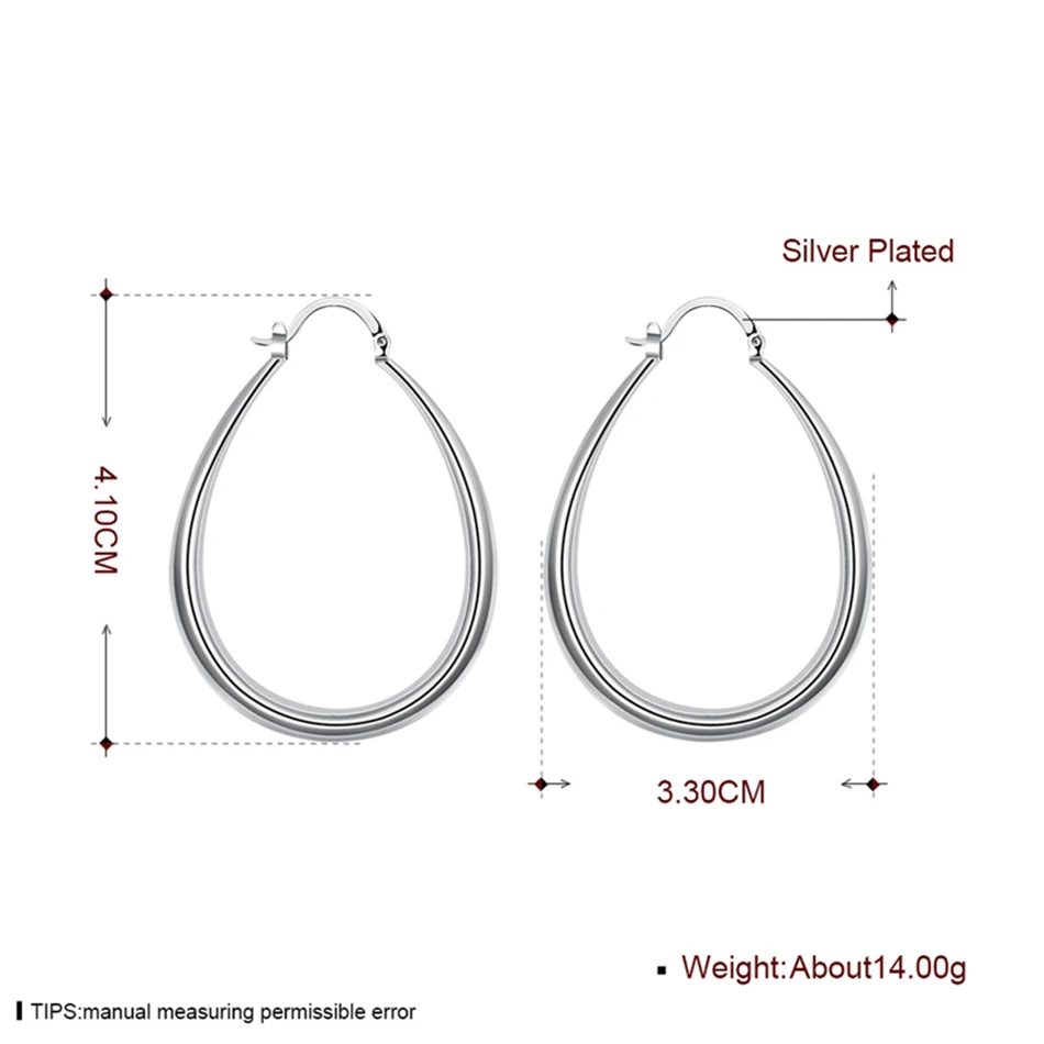 Hoop Earrings For Women Big Circle 41mm Fashion Charm Wedding Earrings Silver Sample 925 Hoops