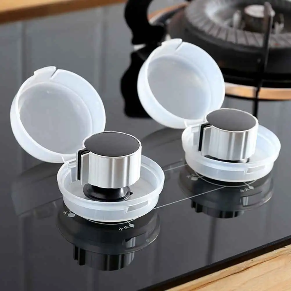 6Pcs Gas Knob Protection Cover Baby Safety Stove Knob Covers Heat-Resistant Reusable Non-Adhesive Home Use White