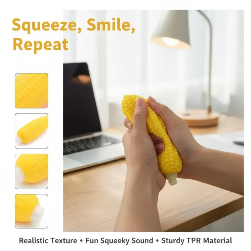 Lightweight Simulation Corn Fidget Toy Soft Rubber Slow Rising Stress Relief Squeeze Toy for Outdoor Camping Kids Adults