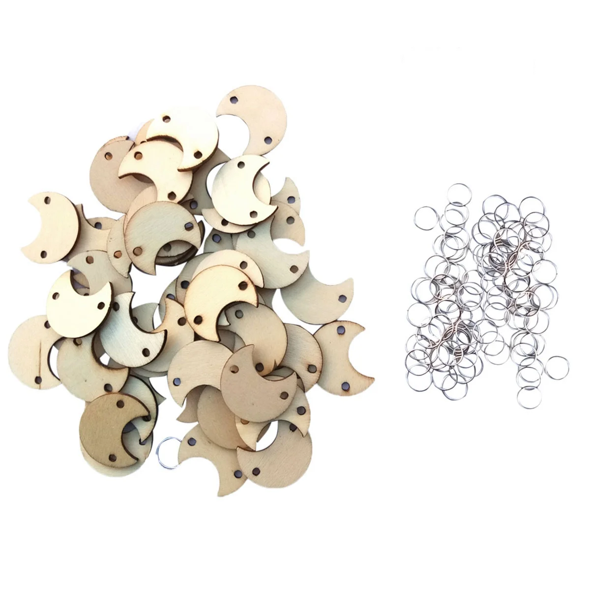 

100pcs Piece Wire Ring Set Photo Prop DIY Creative Decor Wood Piece Hanging Drop for Birthday Festival Party (50pcs Piece and 50