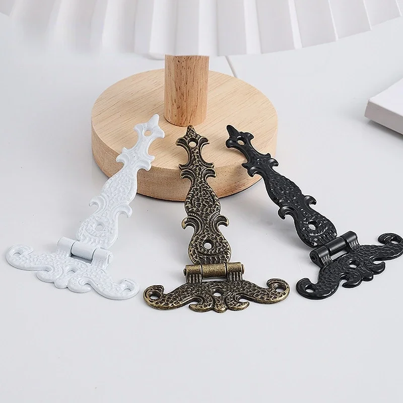 1PCS Vintage Alloy Flower Shaped Vertical Hinge for Home Decoration Hardware European Style Box Connection Lotus Leaf Printed