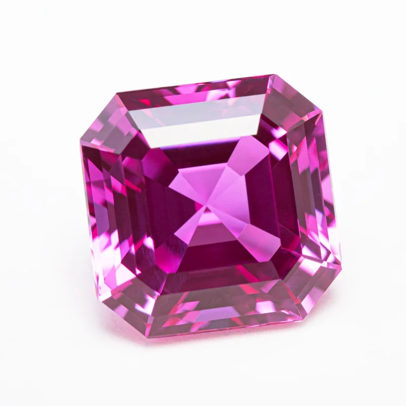 Top Lab Grown Sapphire Hot Pink Color Square Asscher Cut VVS1 Charms DIY for Jewelry Making Materials Selectable AGL Certificate