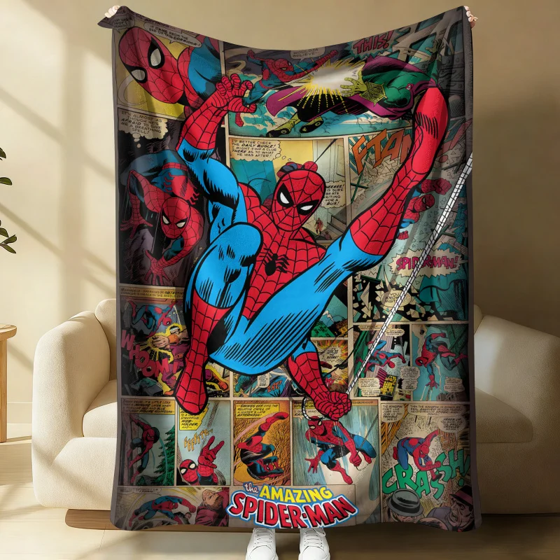 Manta de Franela Vintage con Estampado de Spiderman, Ligera, Suave y Cálida, para Sofá, Cama, Siesta, Regalo para Adolescentes