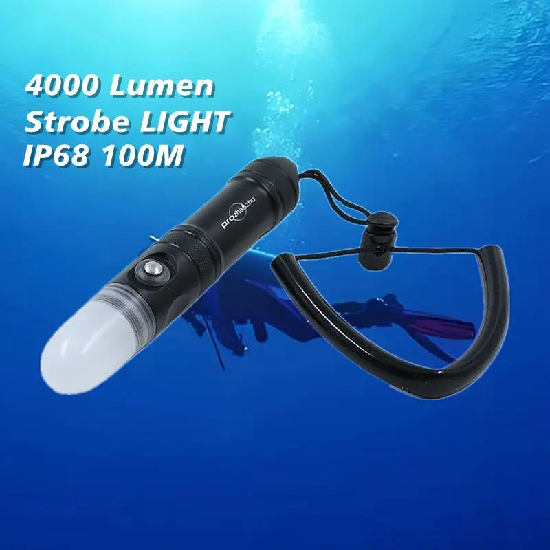 

4000 Lumen LED Strobe Signal Diving Light IP68 100M USB C Magnetic Charging 21700 Battery Scuba Buddy Signal Light