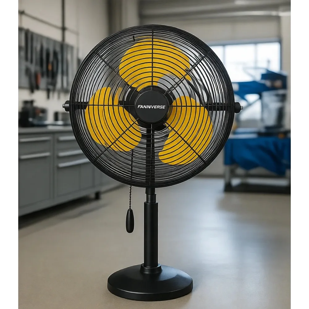 

12-дюймовый высокоскоростной настенный вентилятор 2800 CFM, сверхмощный, металлический, с поворотом на 360°, на цепочке, для гаража, мастерской, спортзала, патио