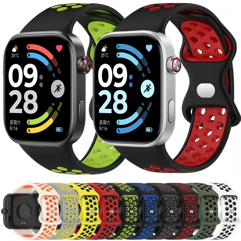 Two tone Silicone Strap For Redmi Watch 4/5/6 Band Two-tone Sports Bracelet For Xiaomi Band 8/9 Pro Breathable Wristband Correa