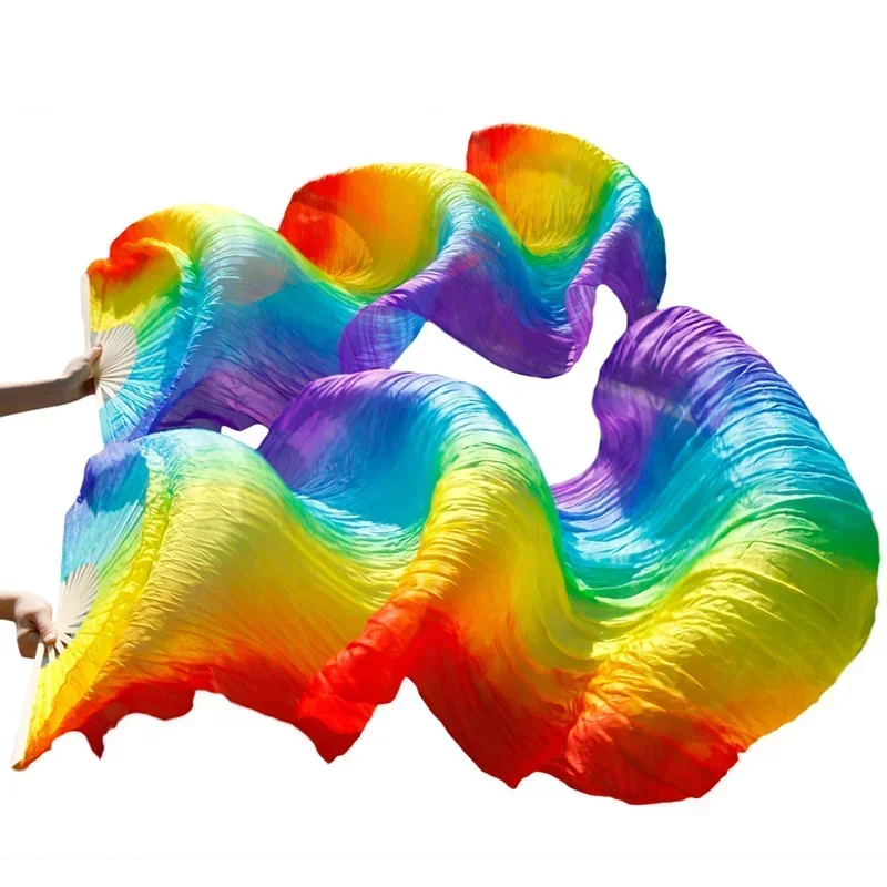 Women's Silk Belly Dance Fan with Bamboo Ribs Natural Silk Stage Performance Prop Dyeable Hand Fan for Cultural Performances