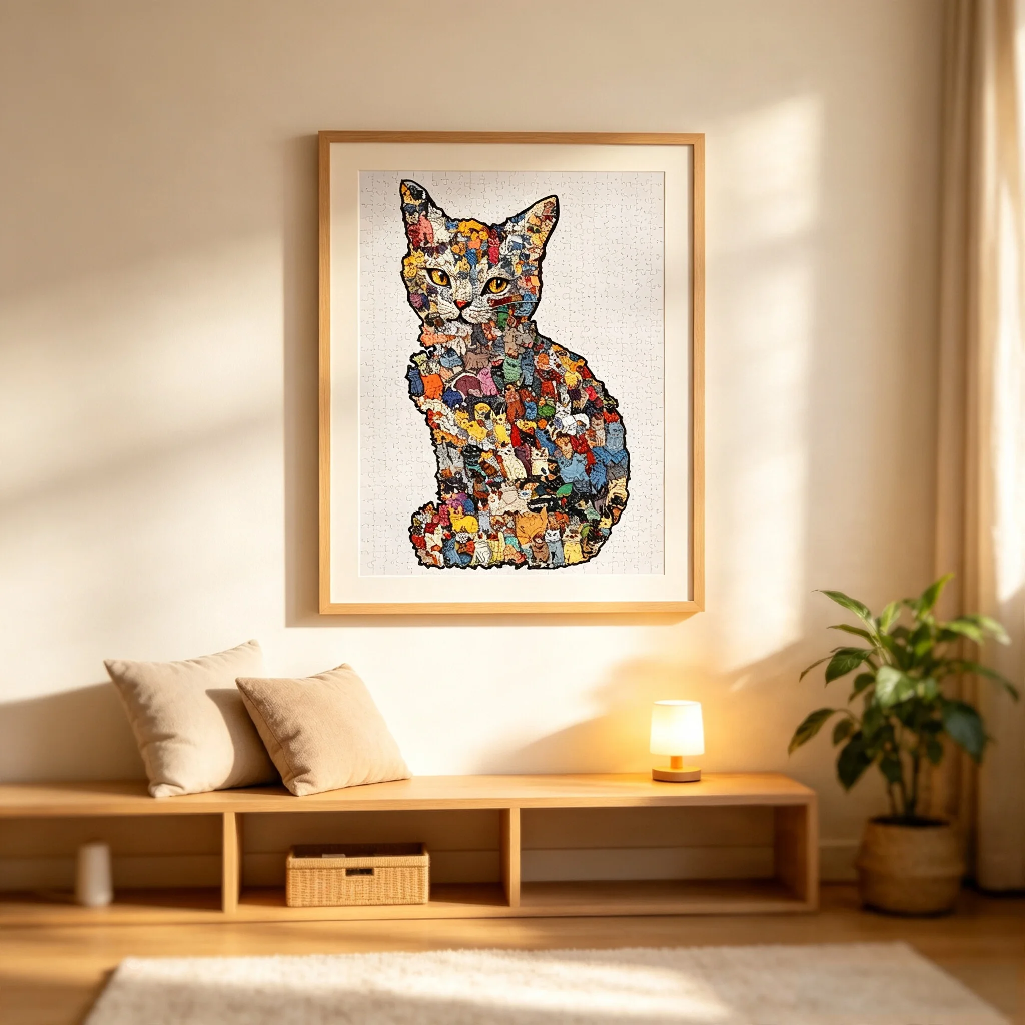 Creative and Fun Cat-Shaped Wooden Puzzle, Uniquely Shaped Puzzle, High-Difficulty Brain-Teaser Stress-Relief Toy, High-Value Decorative Gift