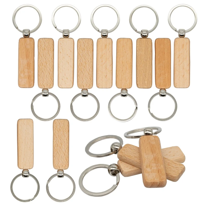 Wood Engraving Blanks Rectangle Blank Wooden Key Chain Wood Blanks for Keychains 20 Pack (Width:0.7 Inch)-ABAM