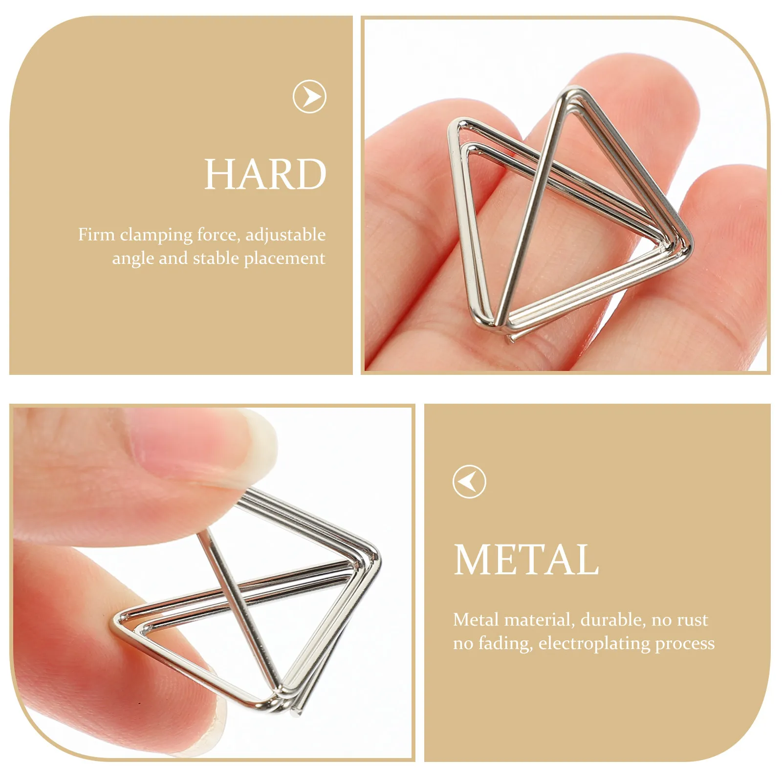 20Pcs Triangle Memo Clips High Grade Metal Memo Holder Table Photo Clip Desktop Place Card Stand Party Table Decor Accessory