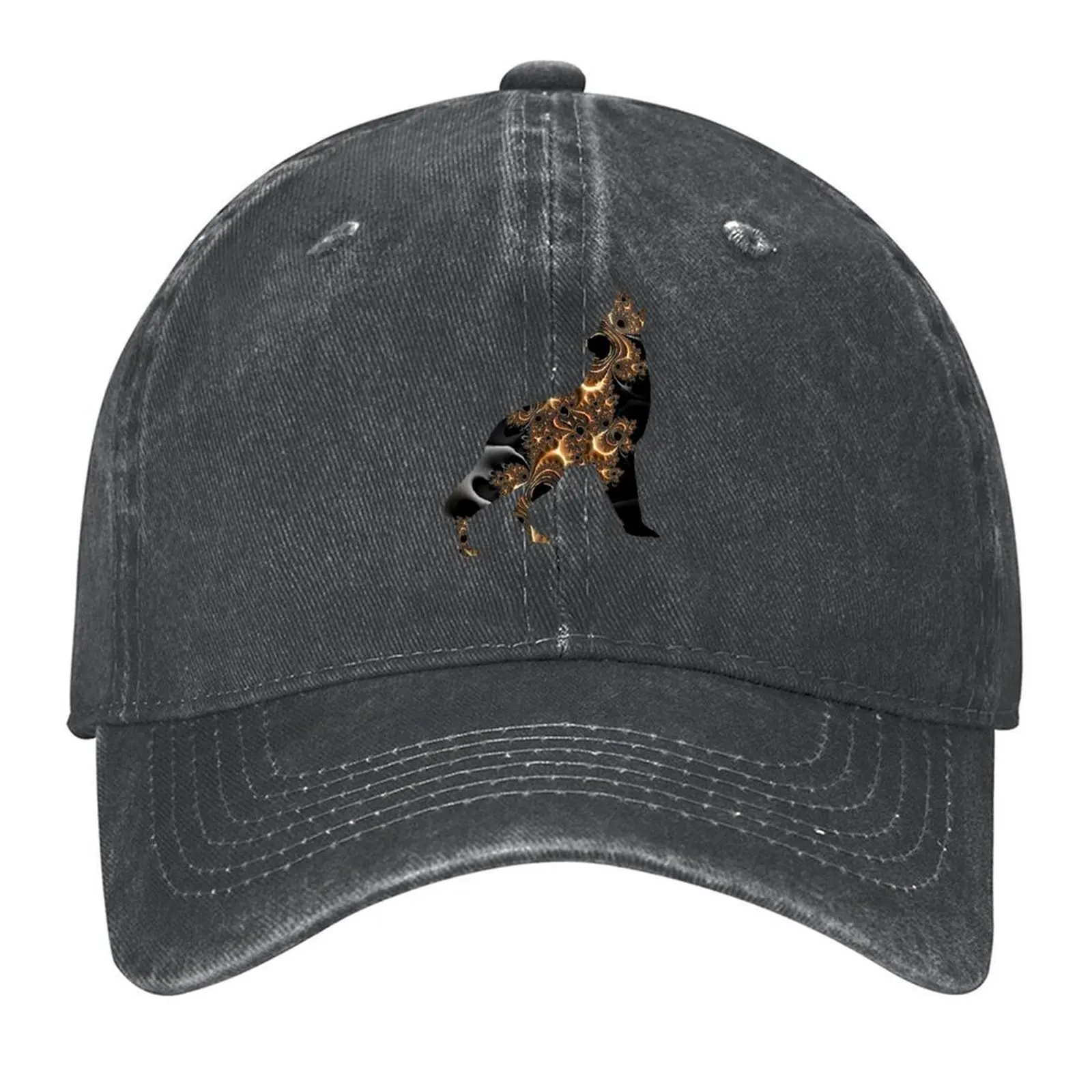 

Gold and Black Fractal Wolf Baseball Cap hats for men derby hat Beach Bag Luxury Brand Women's Golf Wear Men's