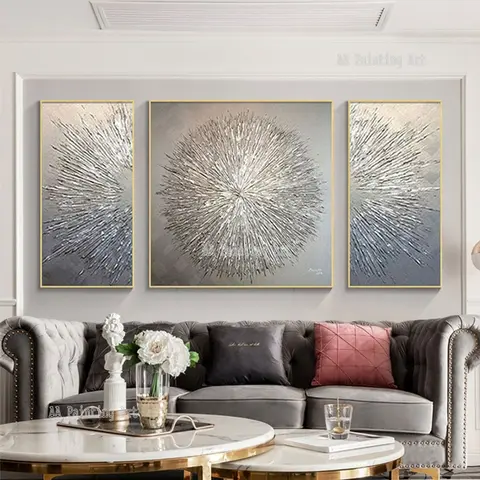 Unframed Wall Art Picture Gold Foil Abstract 3PCS Group Oil Painting On Canvas Living Room Decoration Wall Showpieces Artwork