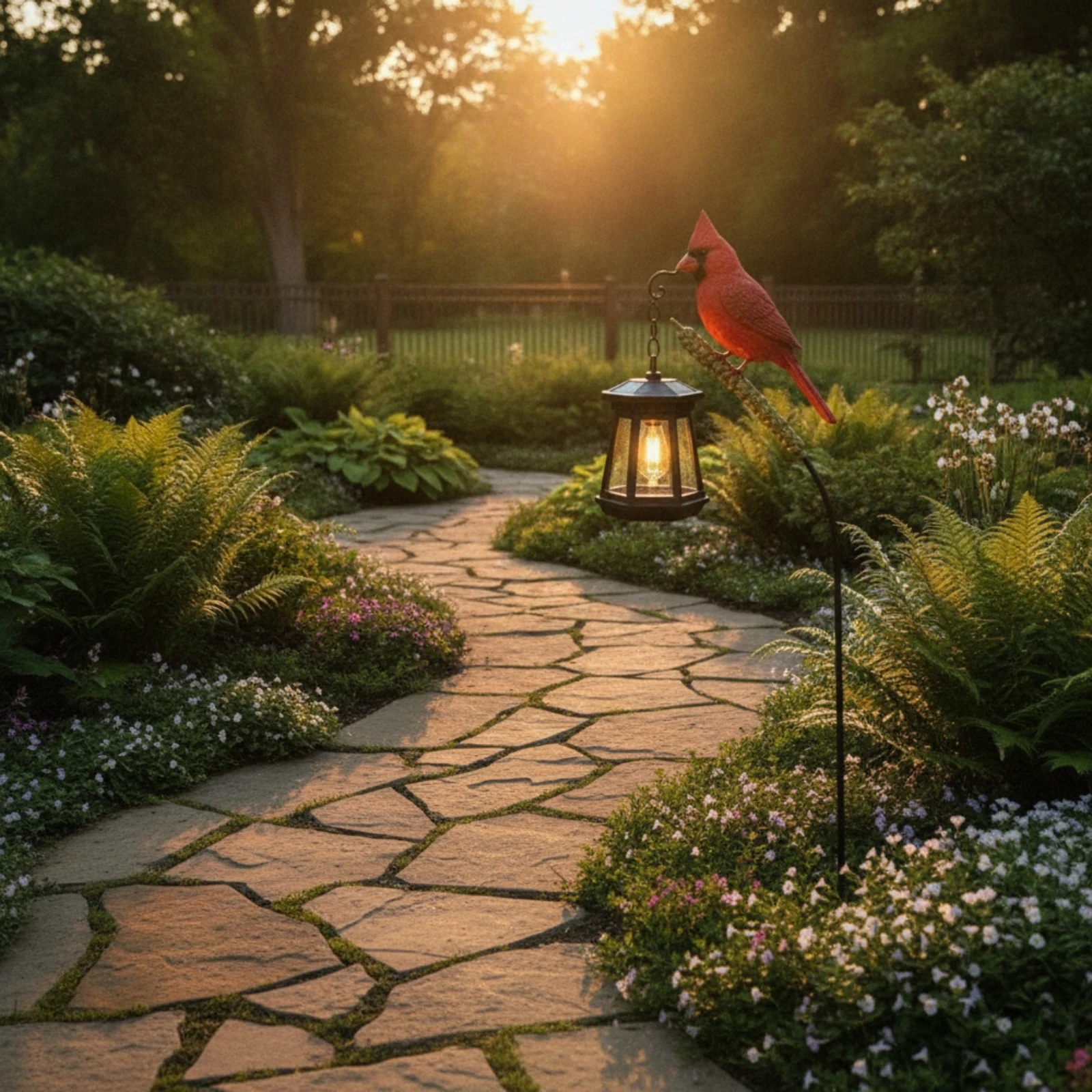 Solar Cardinal Stake Light Automatic Solar Garden Stake with Cardinal Decorative Outdoor for Gardeners, Planters, Flower Beds