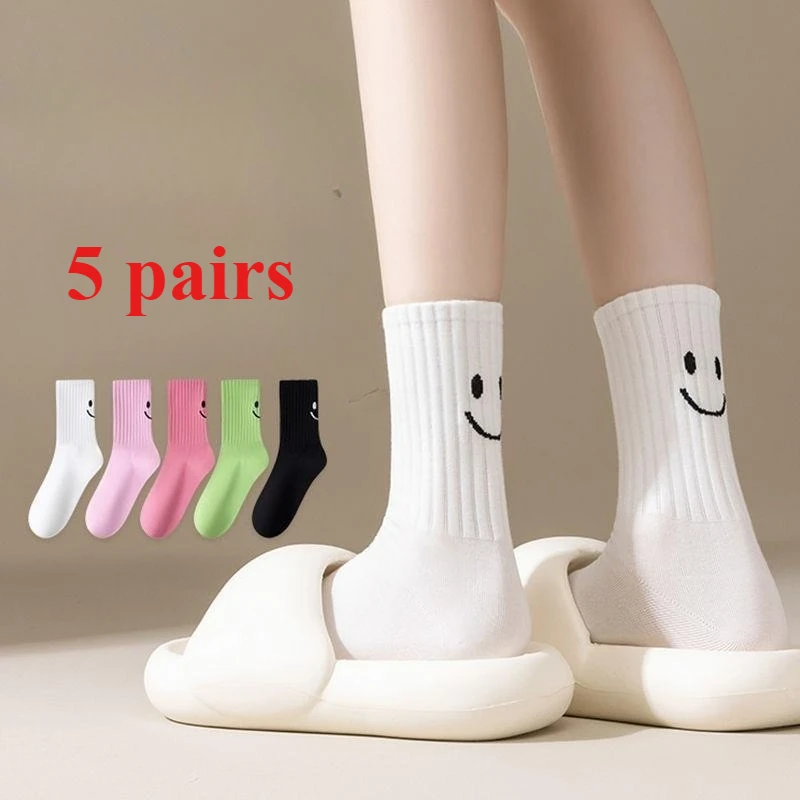 

5-пар весенне-осенних женских носков Dopamine Ins, модные универсальные новые носки средней длины, удобные повседневные носки