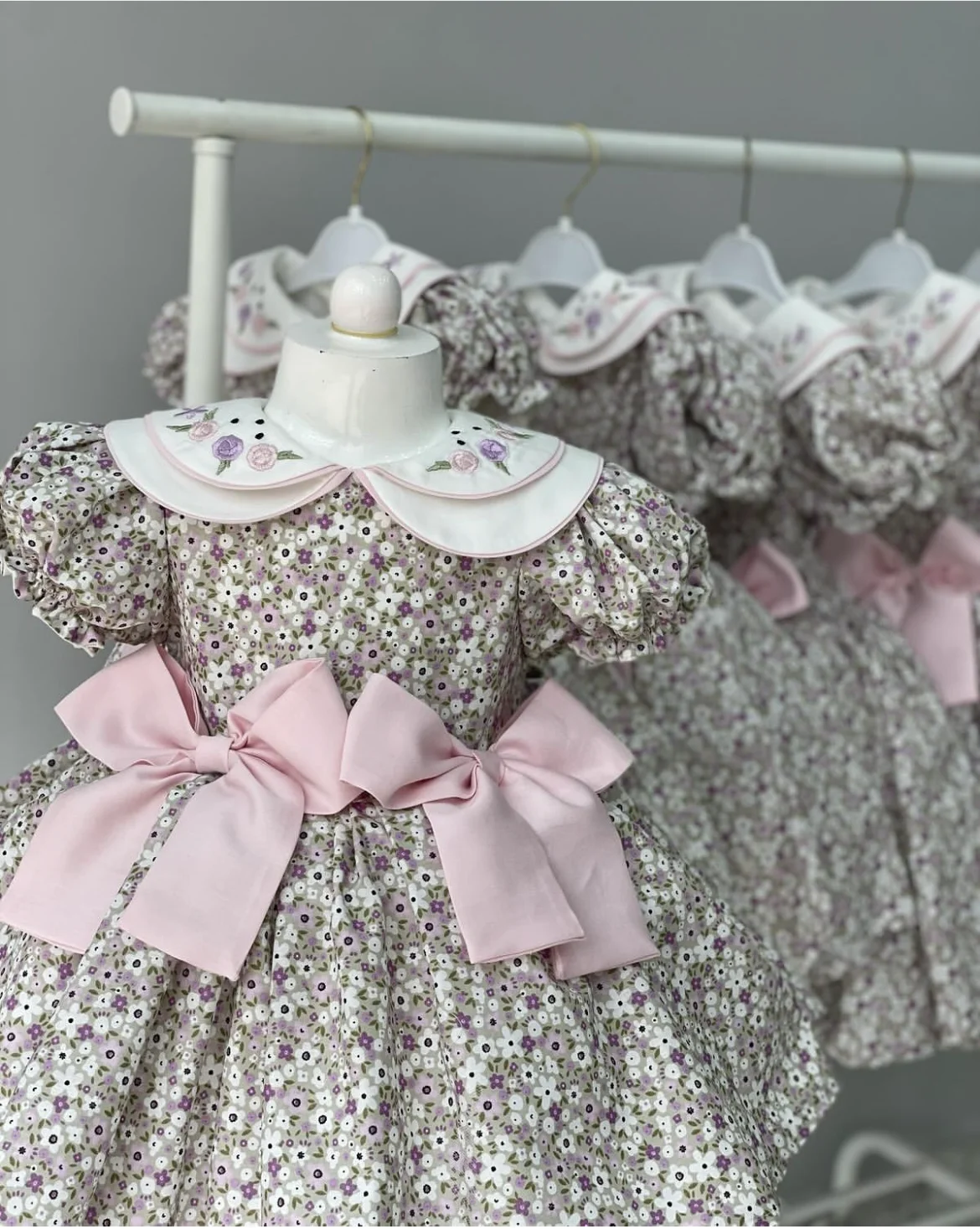 0-12Y Baby Girl Summer Rose Embroidery Floral Vintage Princess Dress for Birthday Holiday Eid Photography  B76