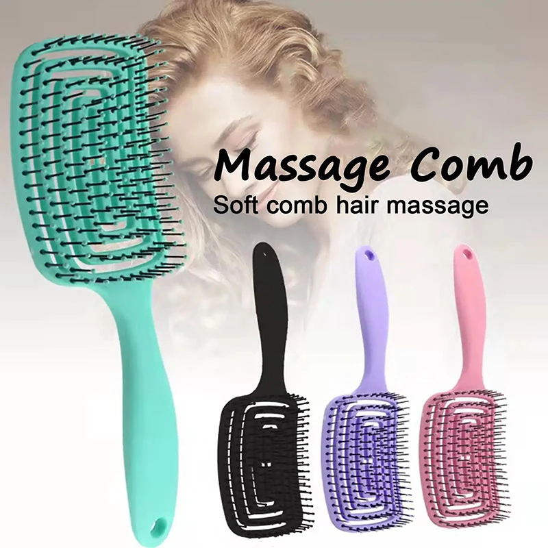 

Girls Hair Scalp Massage Comb Hairbrush Bristle Nylon Women Wet Curly Detangle Hair Brush for Salon Hairdressing Styling Tools