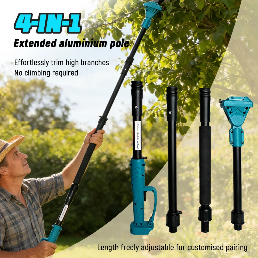 Cordless Pruning Saw Extension Pole 3.35 To 6.56 Ft Telescoping Pole 180° Rotatable Head High Branch Trimming Pole For Makita