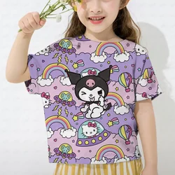 Summer New Girl My Melody T-shirt Cartoon Cute Kuromi 3D Printed Women's T-shirt Girl Short sleeved Princess T-shirt Dress