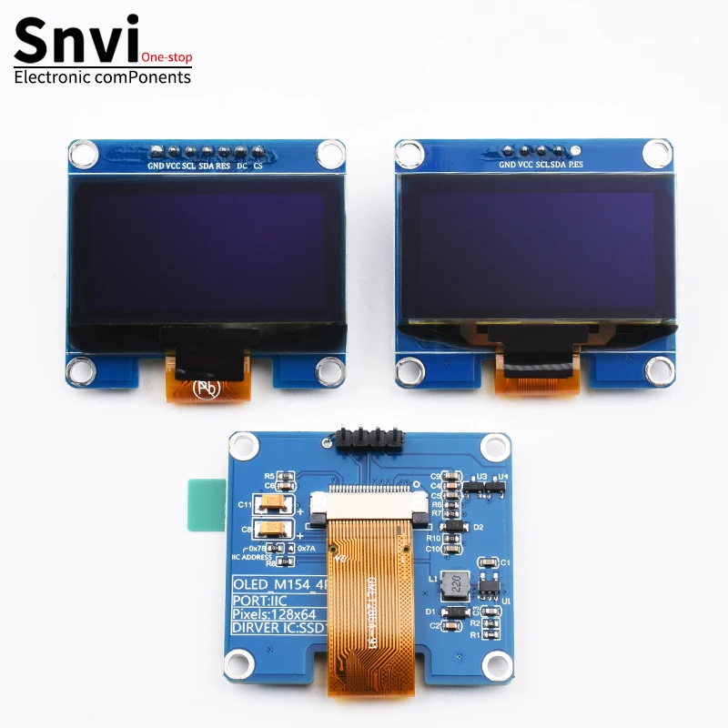 Snvi 1.54 inch 4PIN White Blue OLED Screen Module SSD1309 Drive IC Compatible for CH1116 SPI Interface 128*64