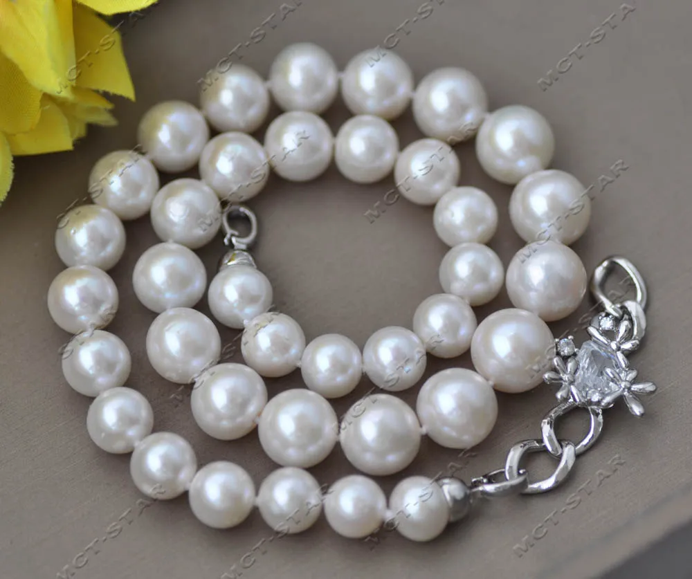 

MTC·STAR Z13349 Real A+ 19" 13mm White Round Edison Keshi Pearl Necklace CZ Custom Jewelry