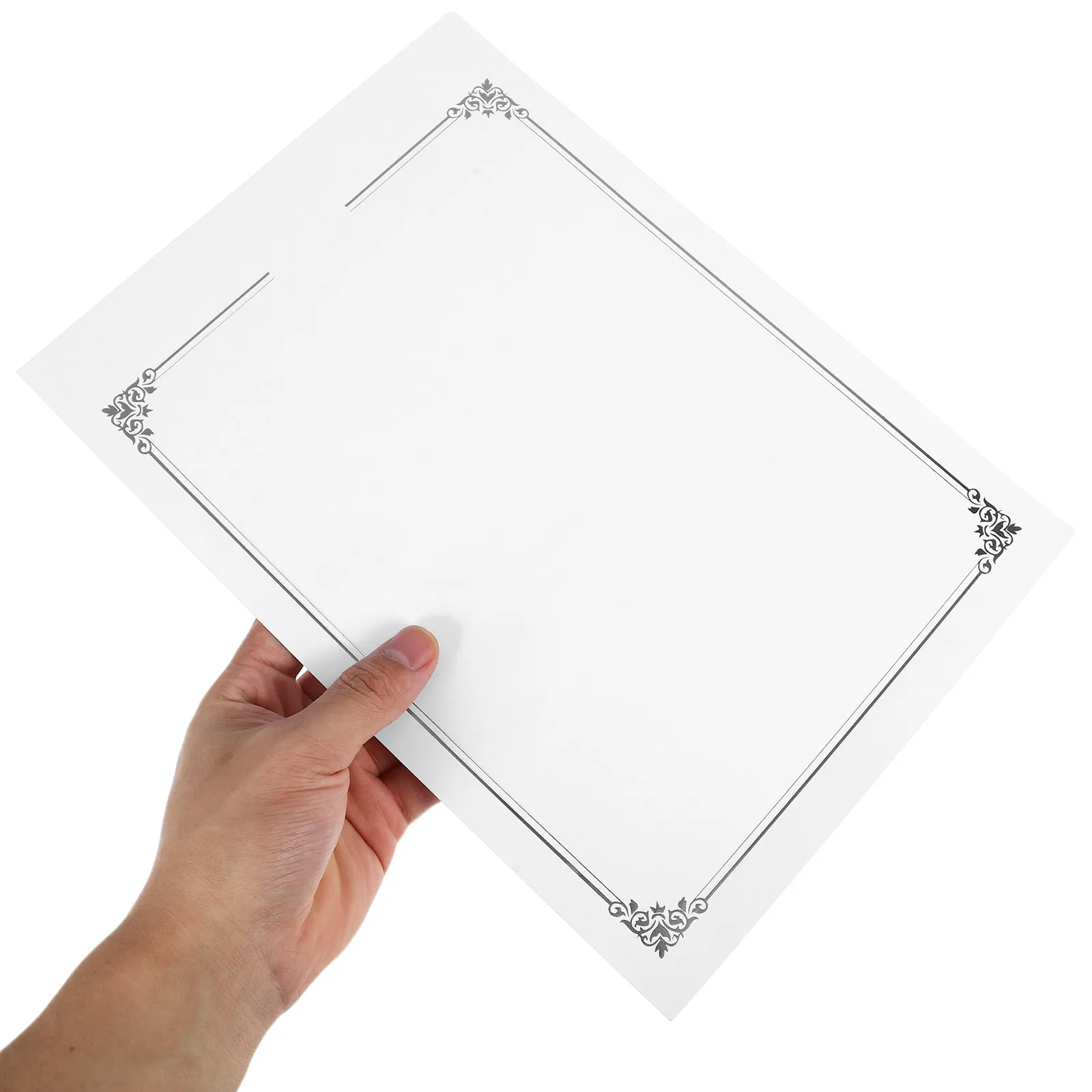 

10Pcs Foil Certificate Sheets Silver Border Blank Diploma Paper for Recognition Awards Printable Achievement Document Paper