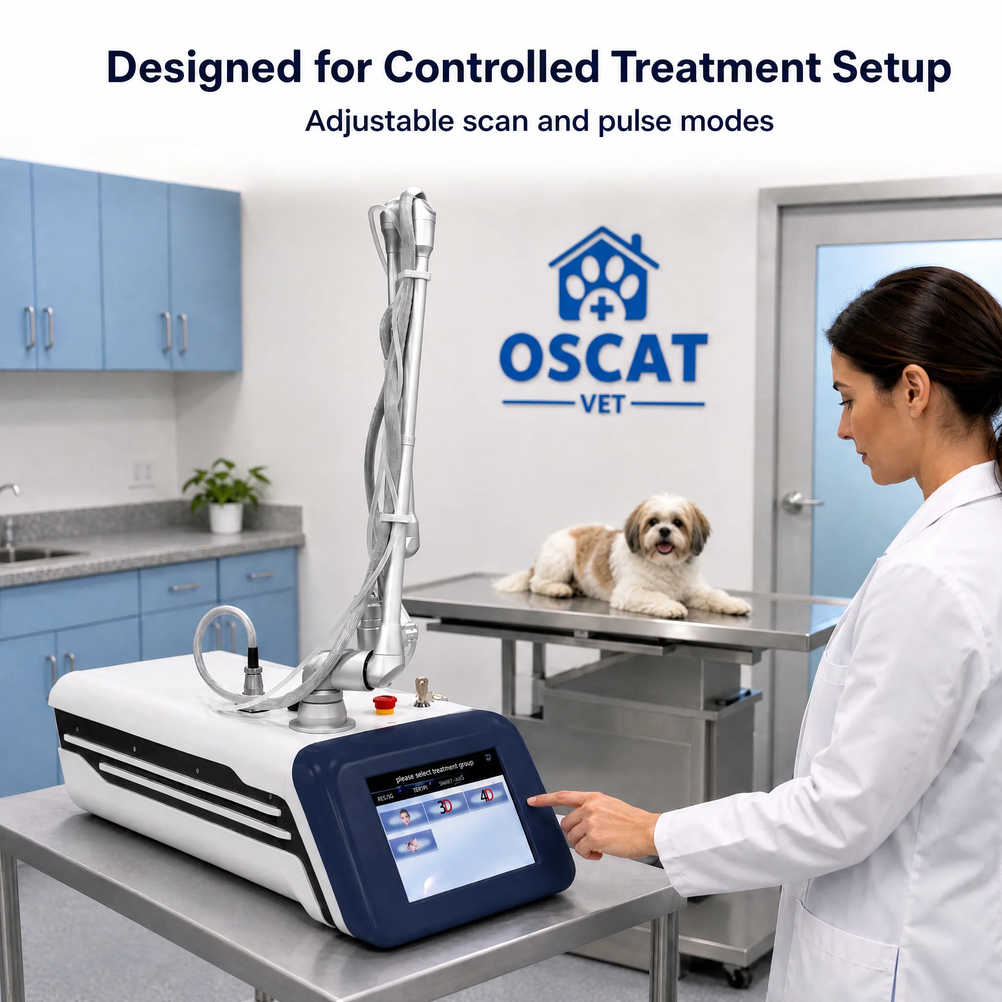 OSCAT Vet CO2 Fractional Laser Machine with Six Joint Guide Arm 20mm Scanning Scope Veterinary Equipment for Animal Hospital