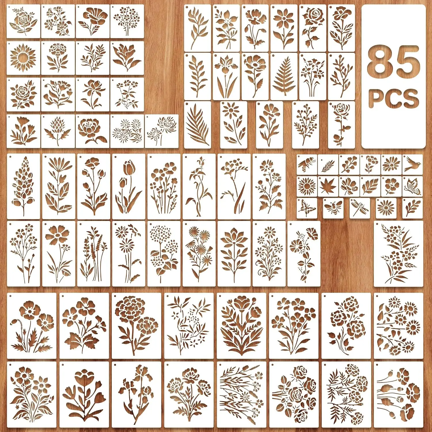 Flower Leaf Wildflower Stencils, 85Pcs Set
