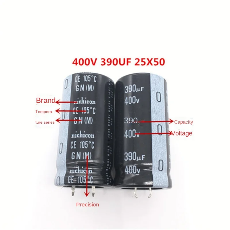 1PCS 400V390UF 25X50 nichicon electrolytic capacitor 390UF40V25 * 50GN105 degrees.