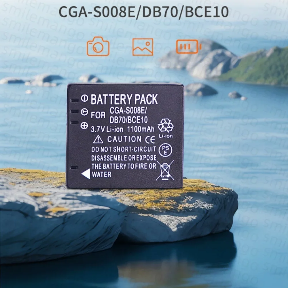 1-10PCS CGA-S008E Camera Battery 3.7V 1100mAh Rechargeable BatterSuitable for Panasonic DMW-BCE10E DB-70 FX30 FX33 FX55 FX520