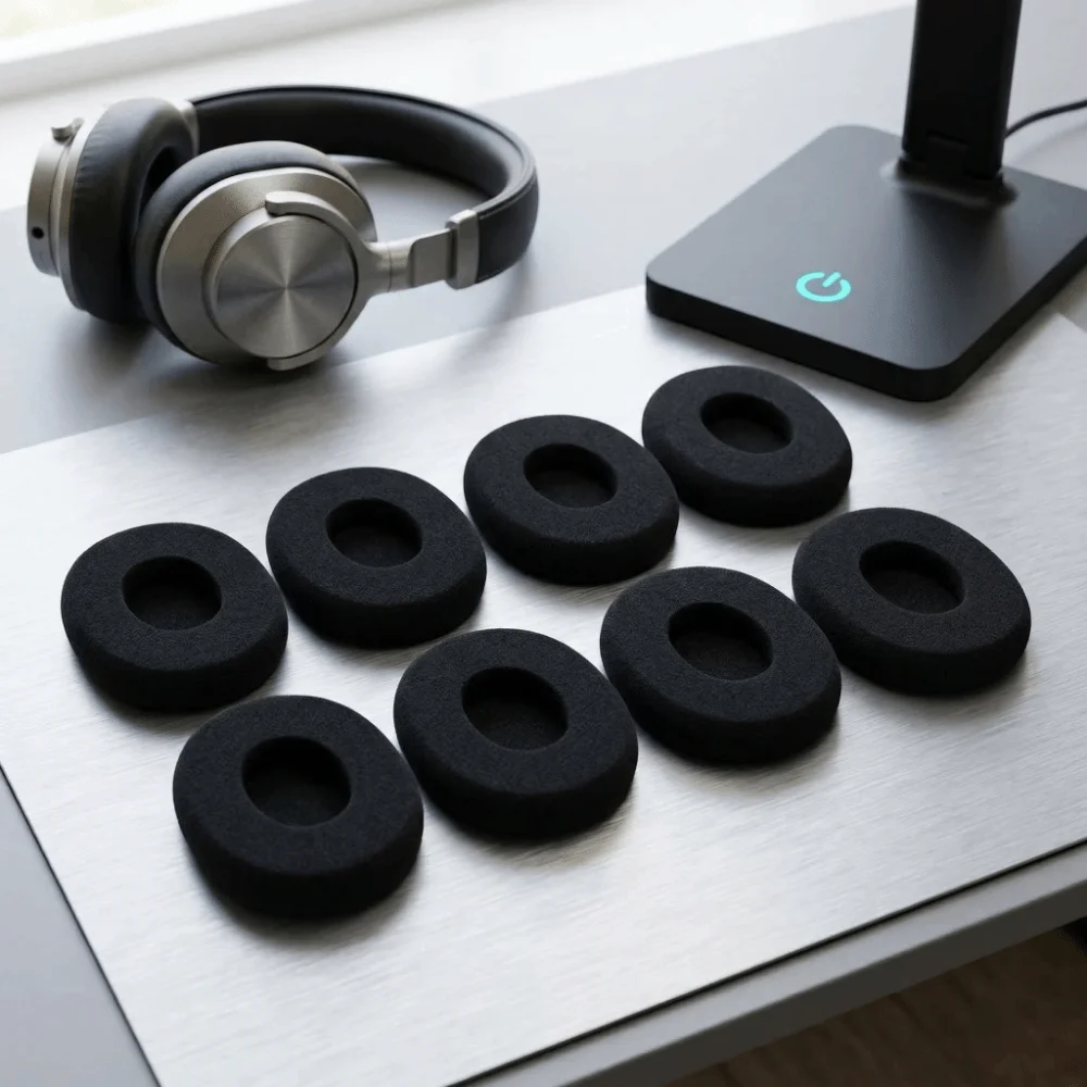 8PCS Noise Isolation Headphone Ear Pads Soft Sponge Black Replacement Ear Cushions Headset Ear Cushions for Logitech H800
