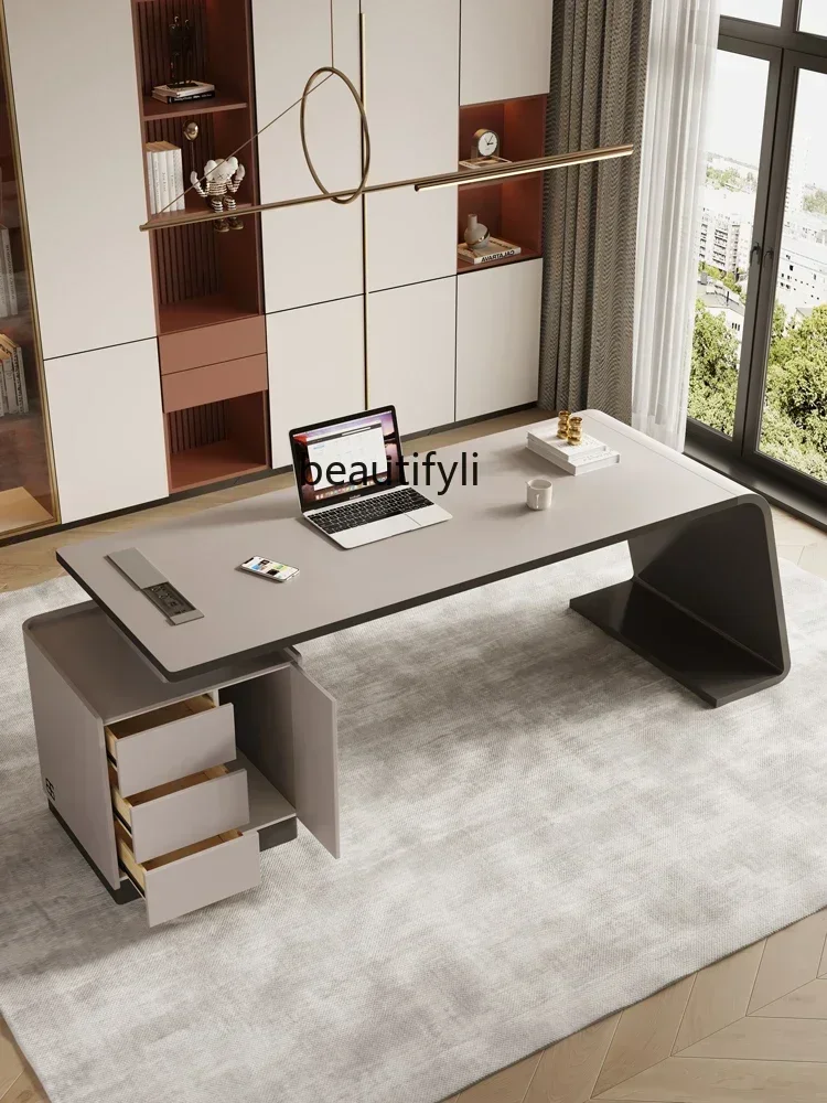 

cqyItalian light luxury minimalist desk living room boss table corner solid wood office computer desk
