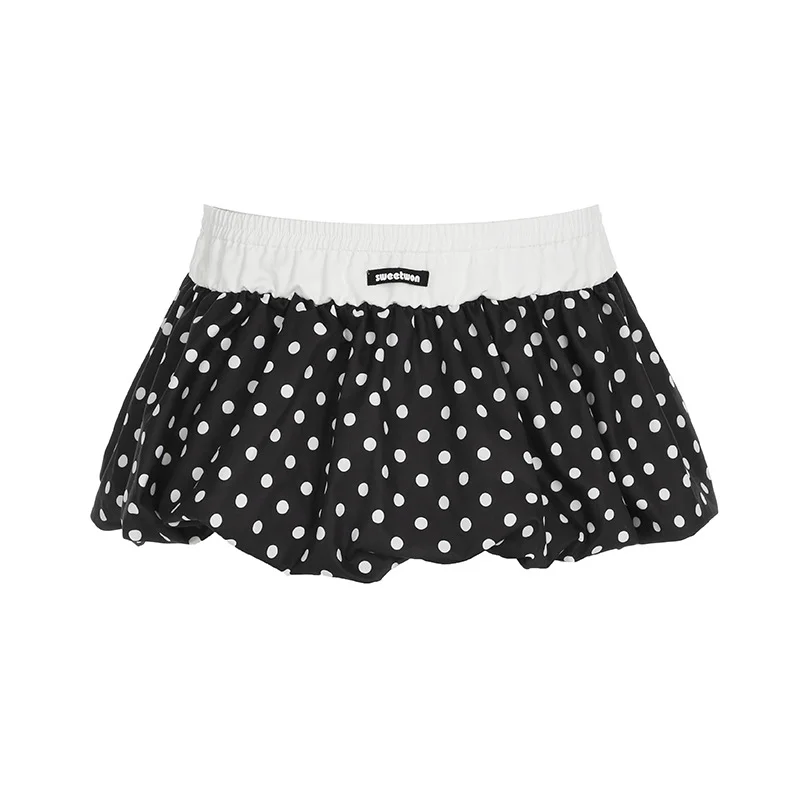 

Women's Polka Dots Balloon Skirt Pants 2-in-1 Kawaii Color Block Ruffle Elastic Waist Mini Shorts Summer Everyday Wear