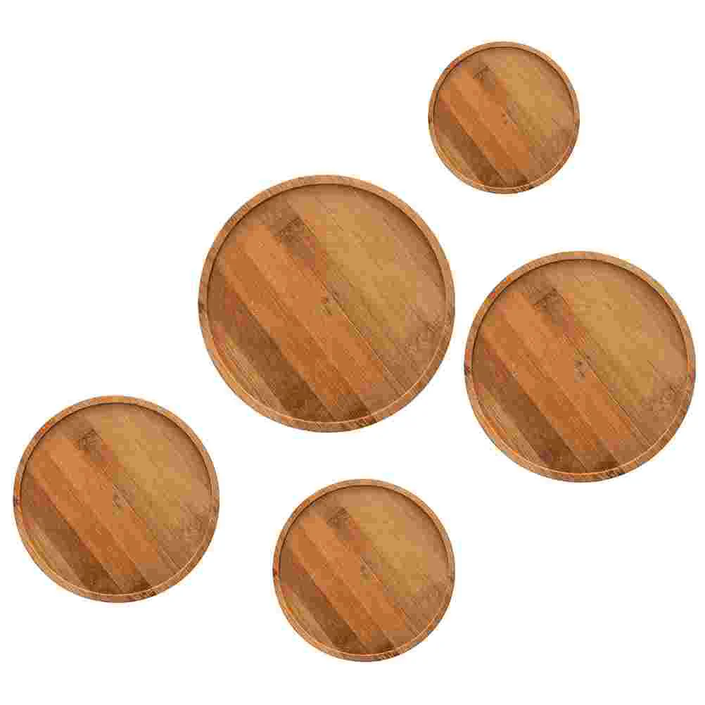 

5 Pcs Flower Pot Holder Bamboo Planter Tray Indoor Stand Flowerpot Bottom Trays