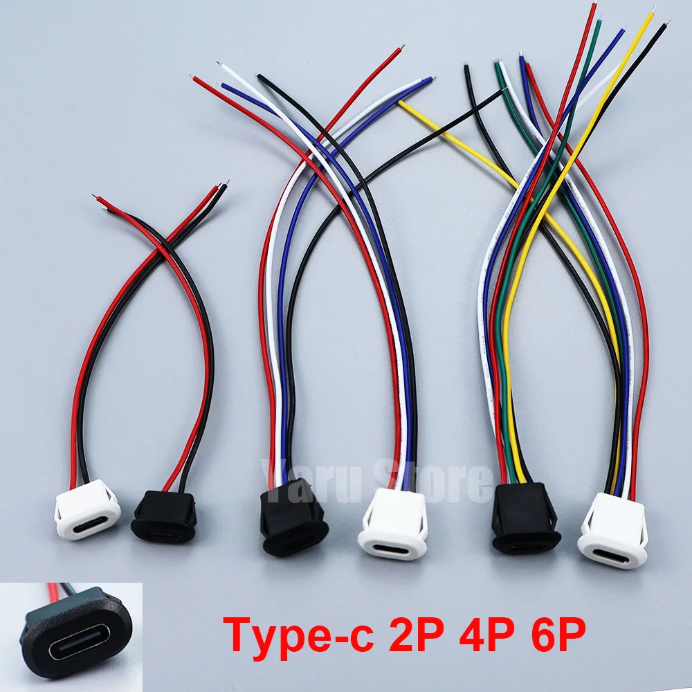 Водонепроницаемый USB-разъем Yaru A125F 2/4/6P Type-C на PH2.0 с прямым сжатием, гнездо, высокотоковый, для быстрой зарядки