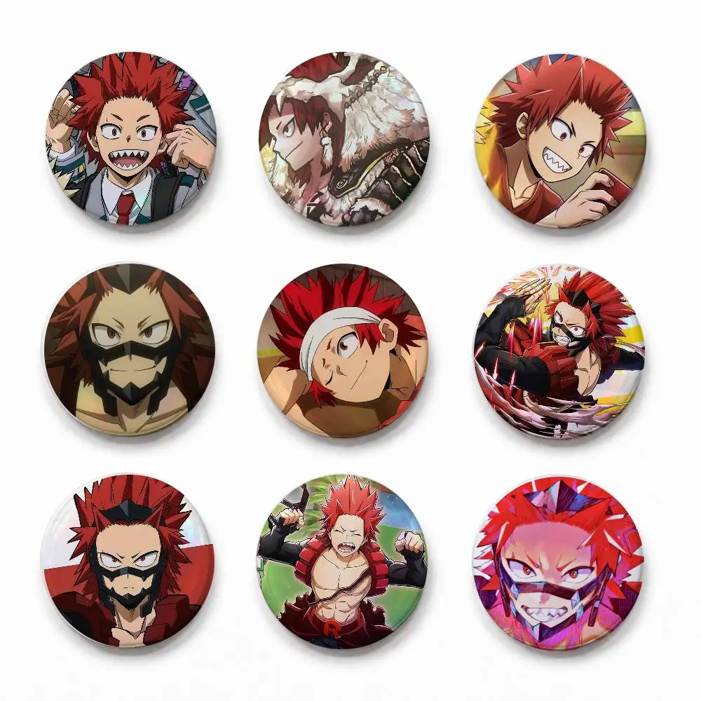 A-Eijiro Kirishima Round Button Badge Pin Set Anime Cartoon Game Music Cool Fashion Brooch For Backpack Clothes Hat