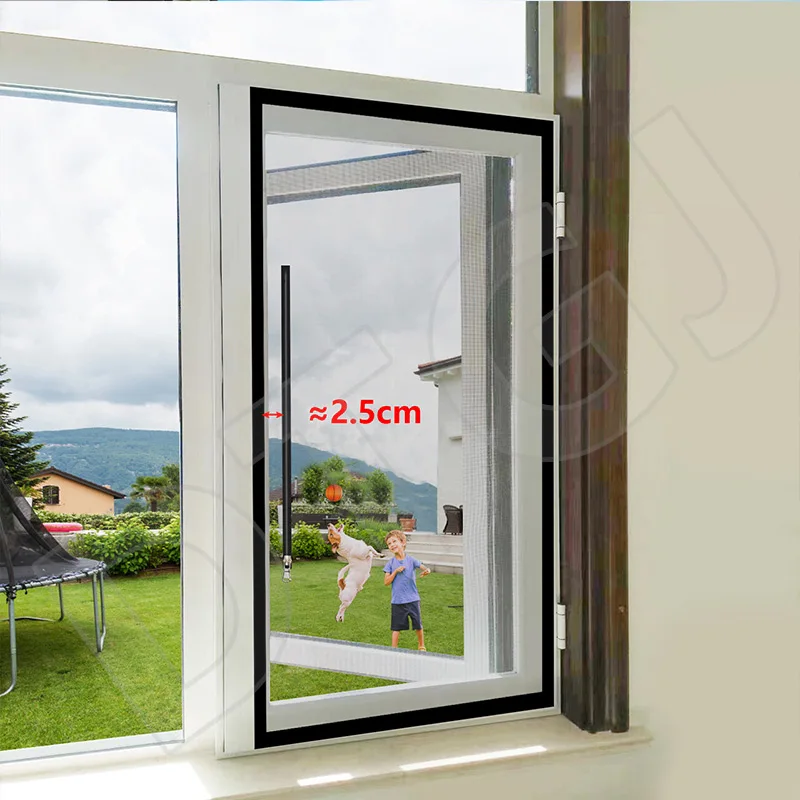 Black Window Mosquito Net with Handle Window Screen Zipper Open   Custom Size Mesh Tulle Invisible Fiberglass Roof Skylights