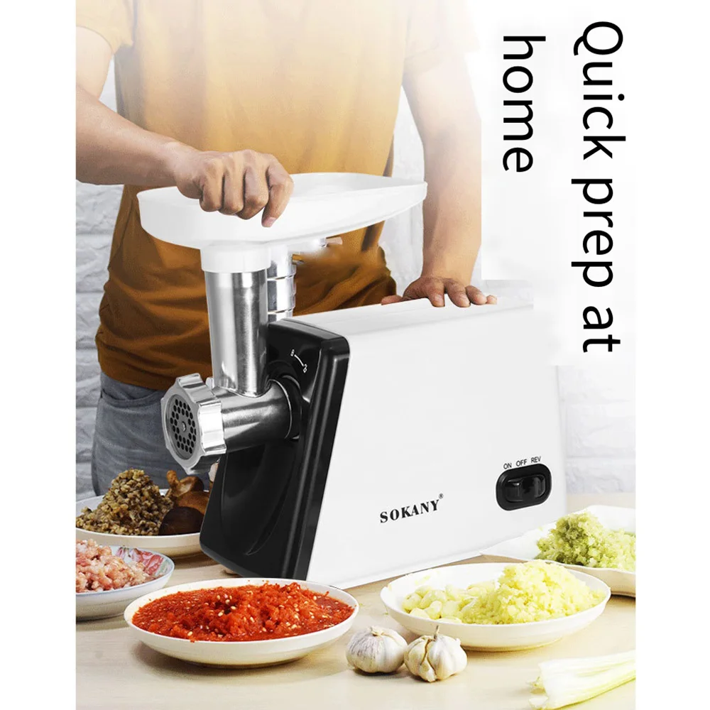 Tritacarne elettrico multifunzionale, tritacarne portatile in acciaio inossidabile per alimenti vegetali, tritacarne di grande capacità