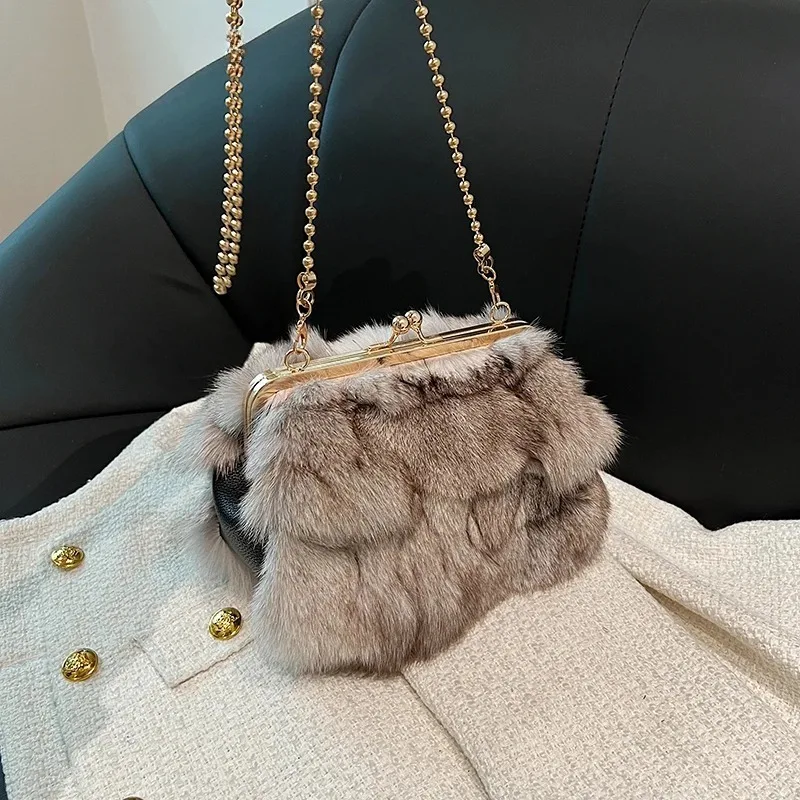 

Модные женские сумки на плечо из мягкого искусственного меха, осенне-зимний тренд 2023 года, корейские модные сумки с цепочкой, трендовая сумка через плечо