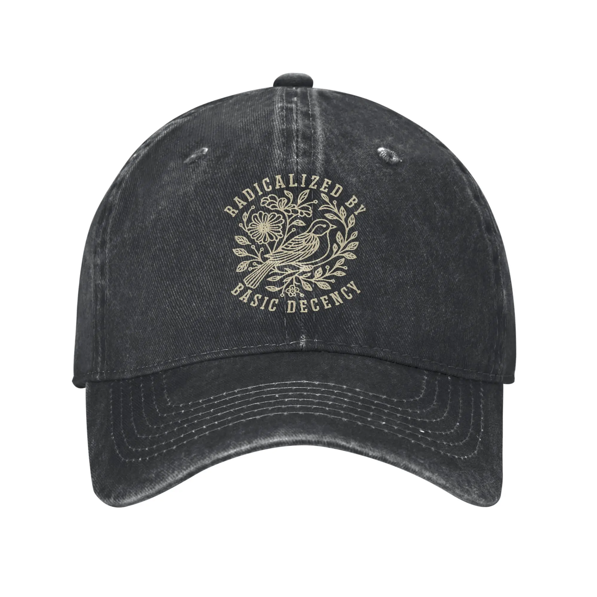 Radicalized by Basic Decency Baseball Cap Fashion Distressed Washed Snapback Hat Unisex Outdoor Workouts Gift Hat
