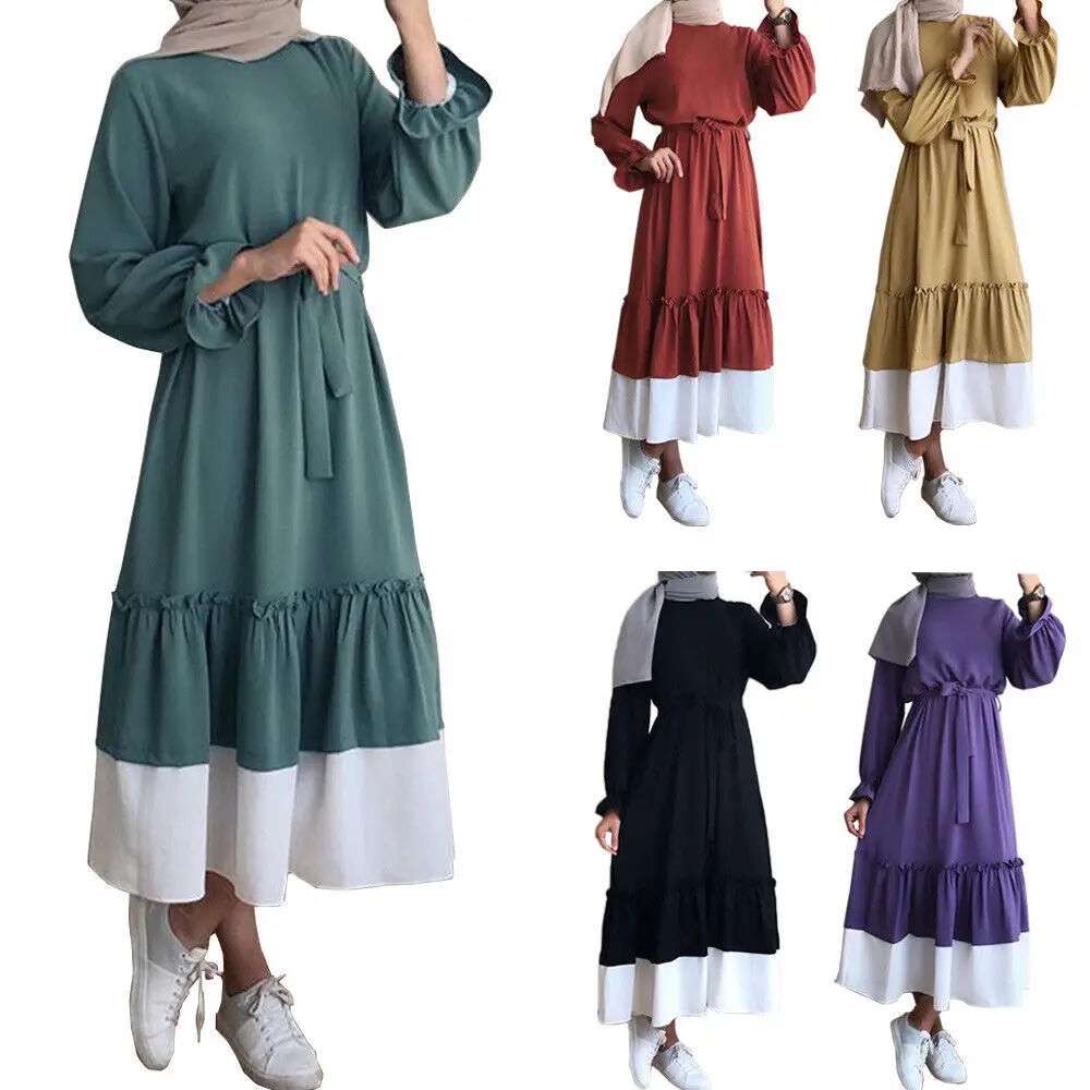 Islam Abaya Herbst frauen Kleid Nahen Osten Arabischen Mode Langarm Frische Und Süße Roben Neue Casual Lose Muslimischen Weibliche