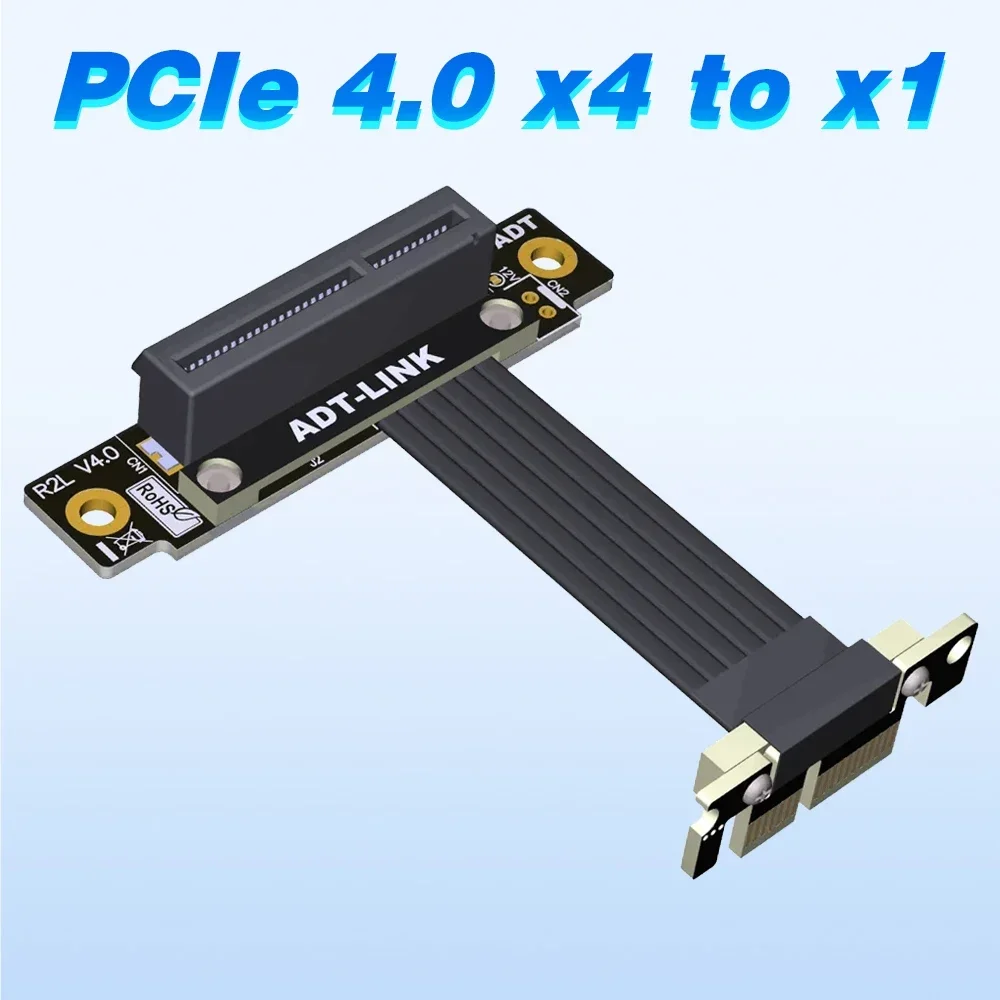 PCIe 4.0 x1 to x4 Extension Cable M12SM Dual 90Degree Right Angle 16G/bps PCI Express 1x to 4x Riser Card Ribbon Extender 5-50CM