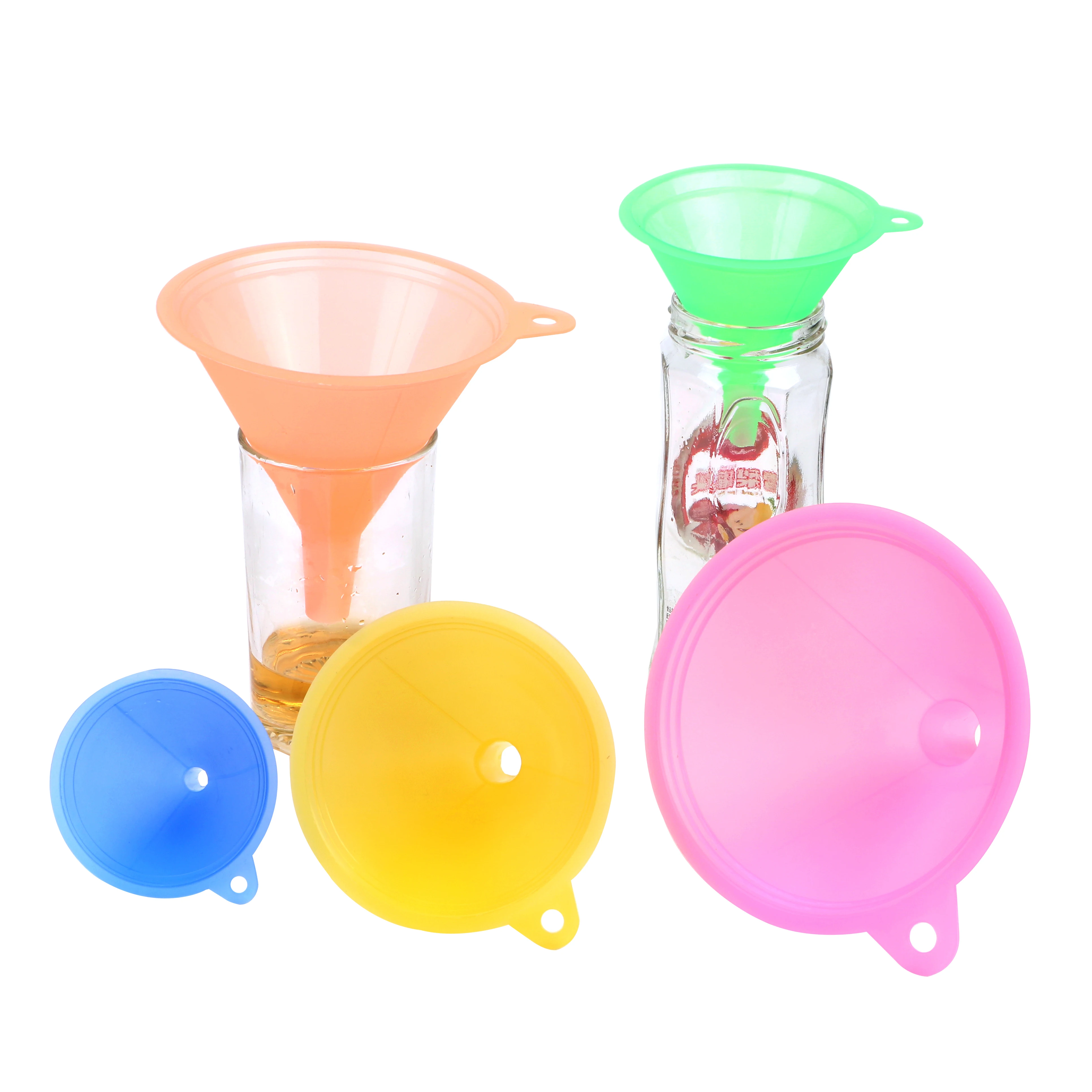 

For Filling Hip Flask Narrow-Mouth Bottles Wine Beer Oil Sauce Liquid Pinkycolor Translucent Food-grade Material 5pcs/set
