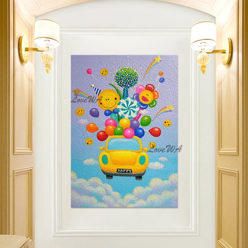 

Cute Textured Art Picture, Canvas Design Handmade Artwork, Unframed Kindergarten Wall Decoration Abstract Acrylic Paintings