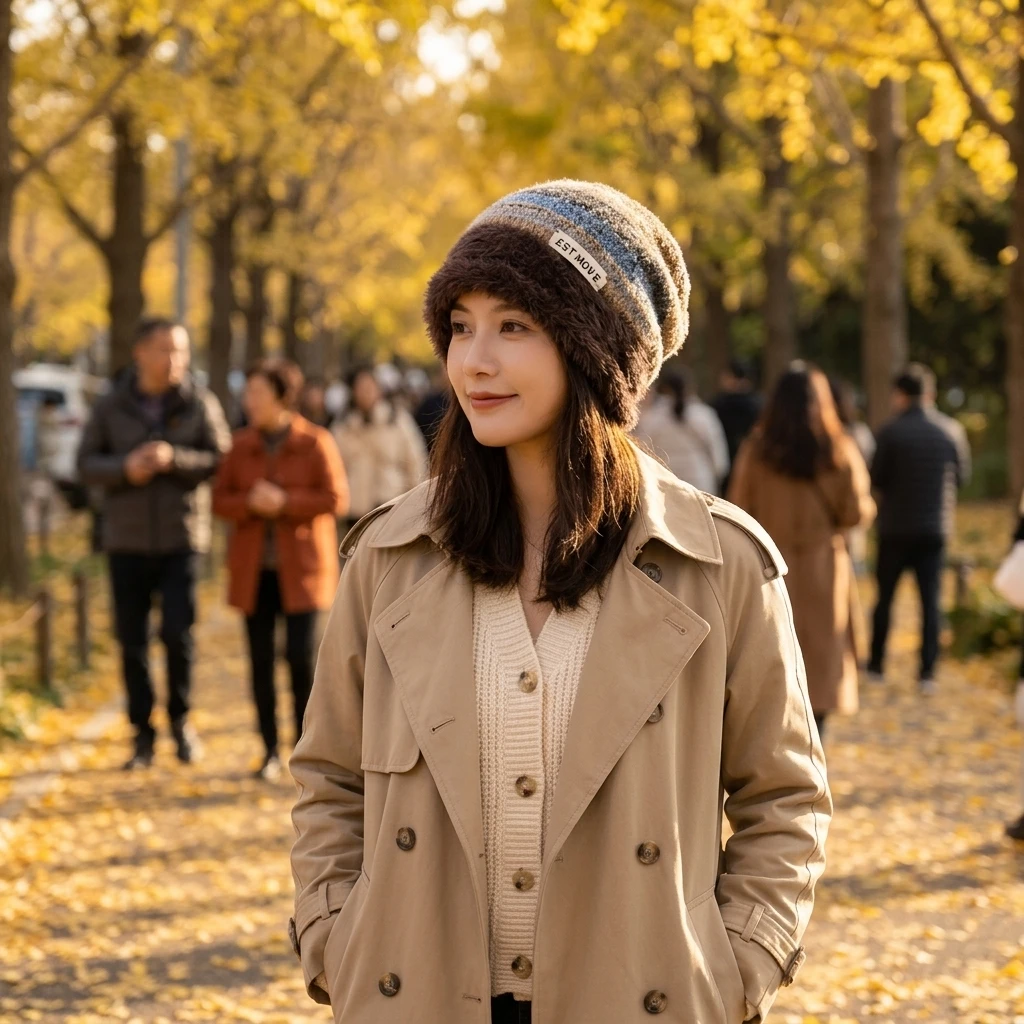 Winter Beanie Slouchy Fit Retro Knitted Hat Warm Fleece Lined Cap for Women Outdoor Daily Wear Soft Stretchable Headwear