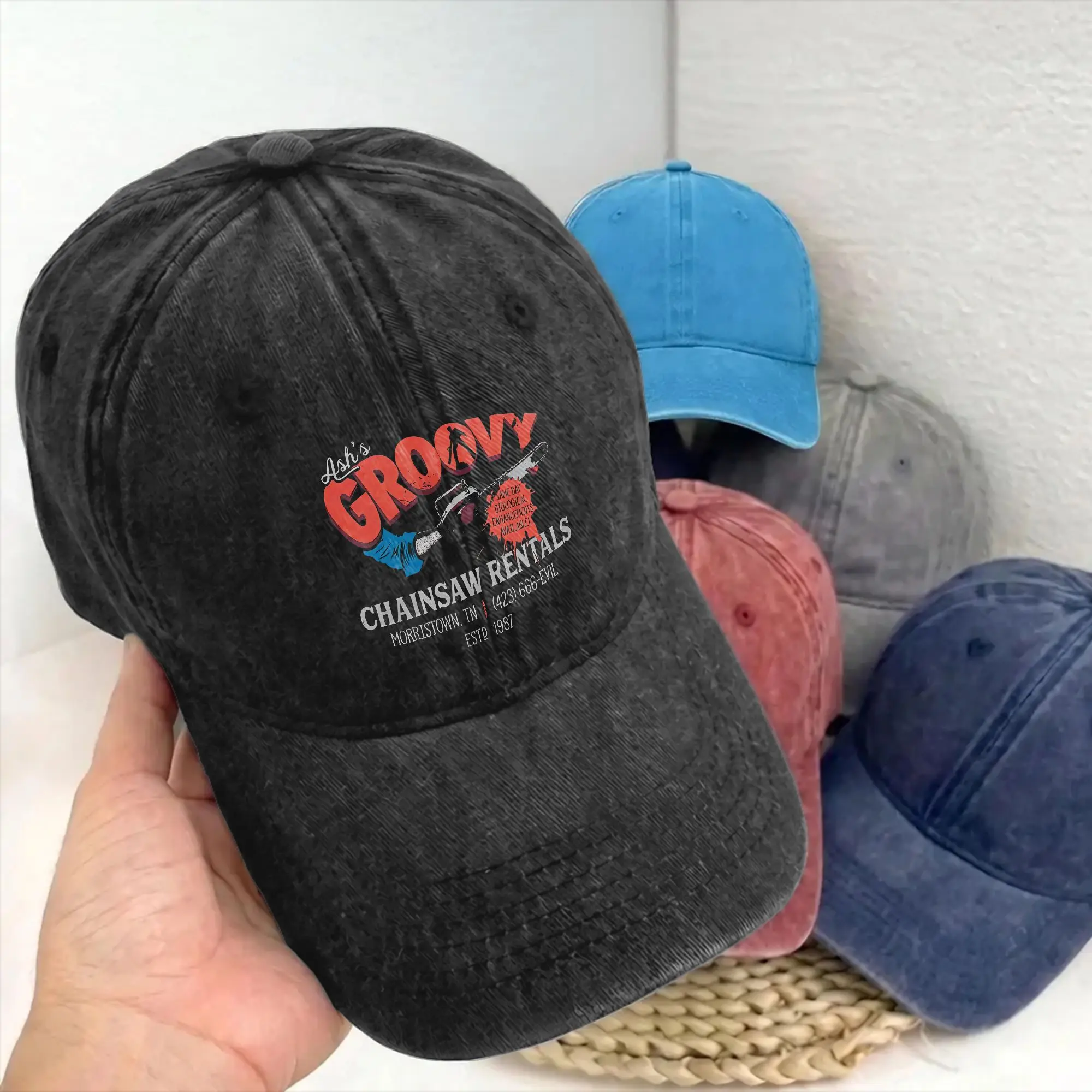 Ashes Groovy Williams Men Women Unstructured Baseball Caps Chainsaw Rentals Distressed Denim Hat Outdoor Adjustable Fit Headwear