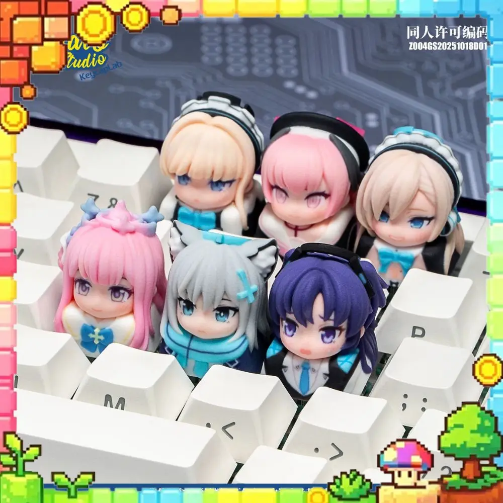 Strato Studio Blue Archive Theme Keycaps Anime Cross Axis Keycap Character Role Artisan Key Cap Cartoon Keyboard Accessories